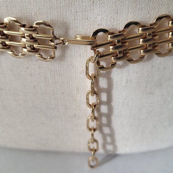 Vintage Gold Tone Chain Link Belt Hook Clasp 33" x 7/8" width - Picture 2 of 11
